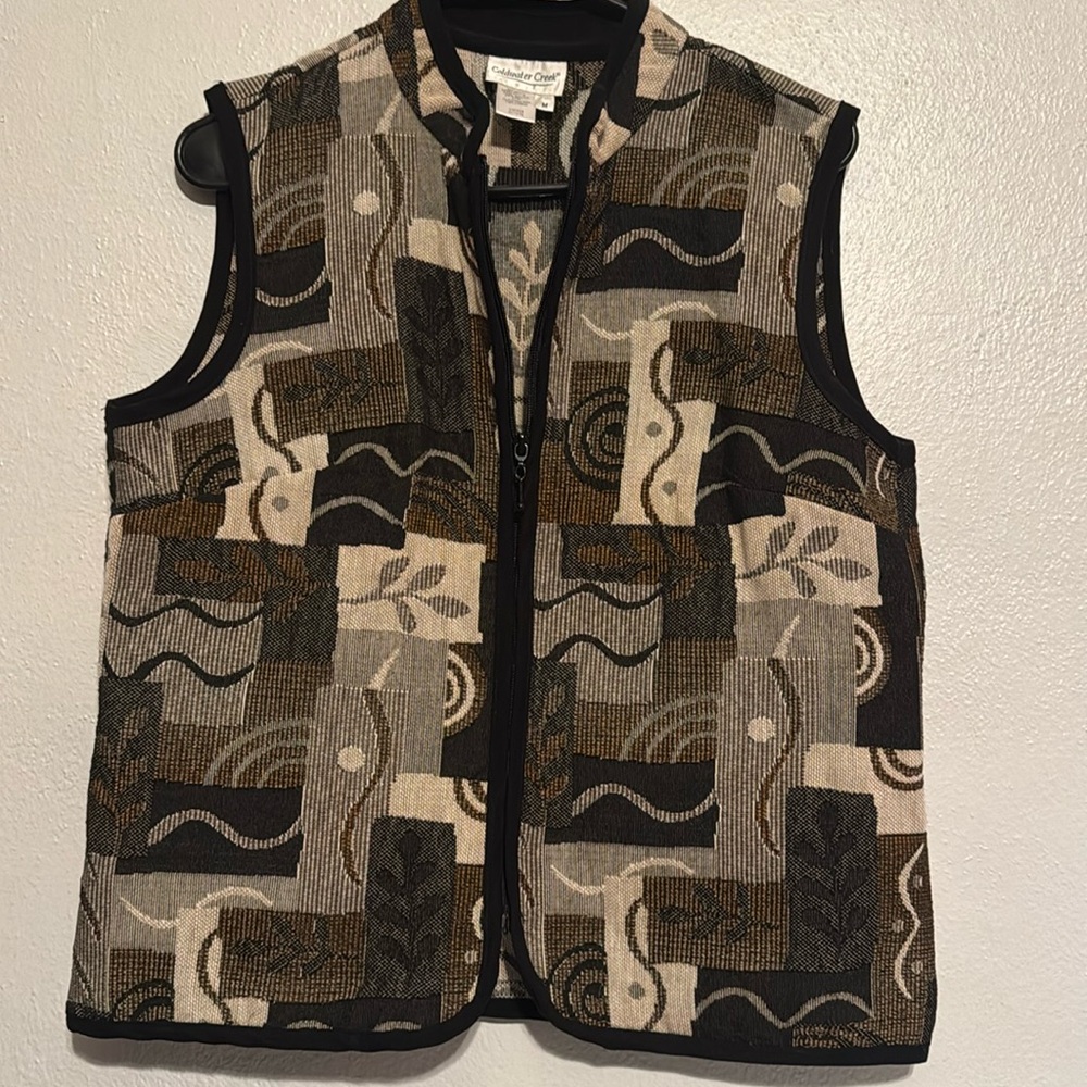 90s Vintage Coldwater Creek Vest Brown and Black Zip Up